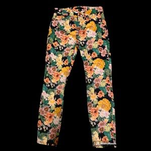 7 For All Mankind Floral Gwenevere Skinny Ankle Jeans size 26